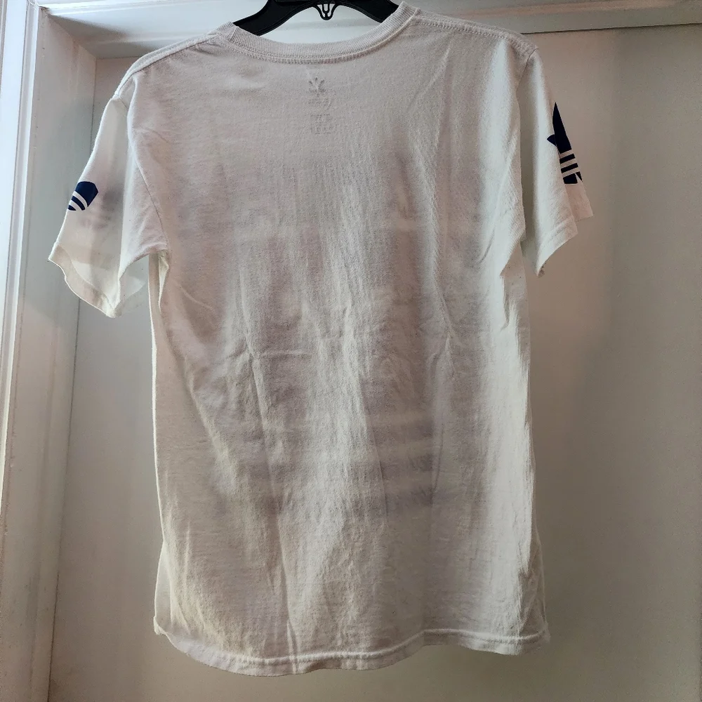 Adidas Small T Shirt Vintage 70s Blue‎ White A10